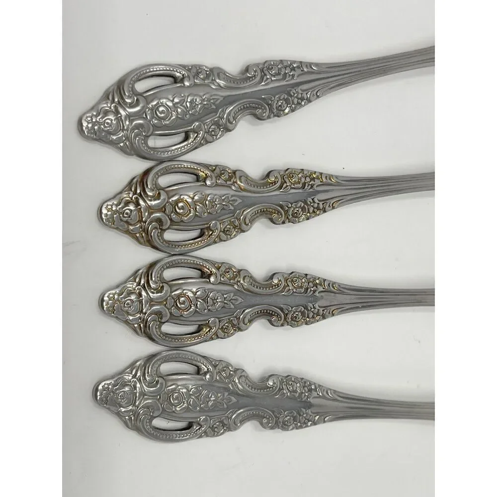 Oneida Renoir-Pembrooke Stainless Floral Pierced Salad Forks 6.75